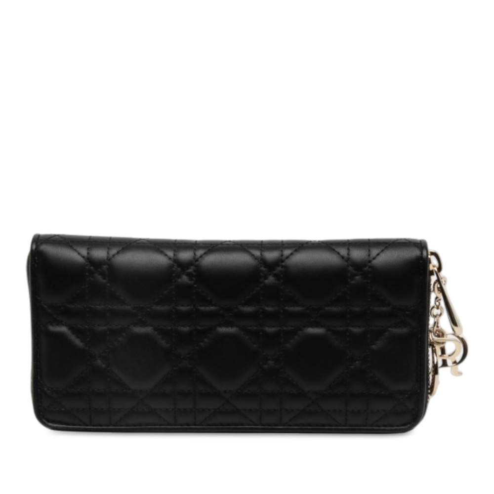 Pre-Loved Dior Lambskin Cannage Lady Dior Voyageur Wallet